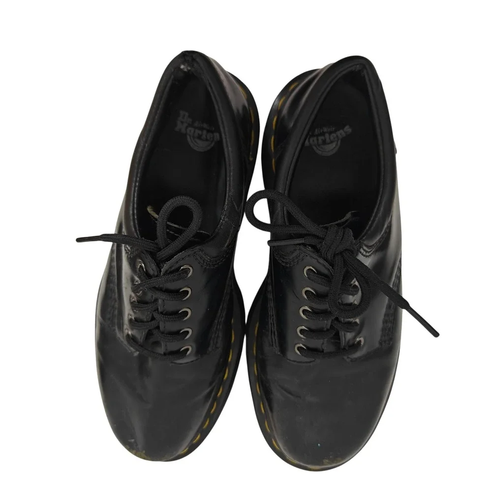 Dr. Martens 8053 Quad Platform Shoes Black Leather 5-Eye Oxford Mens 6 Womens 7